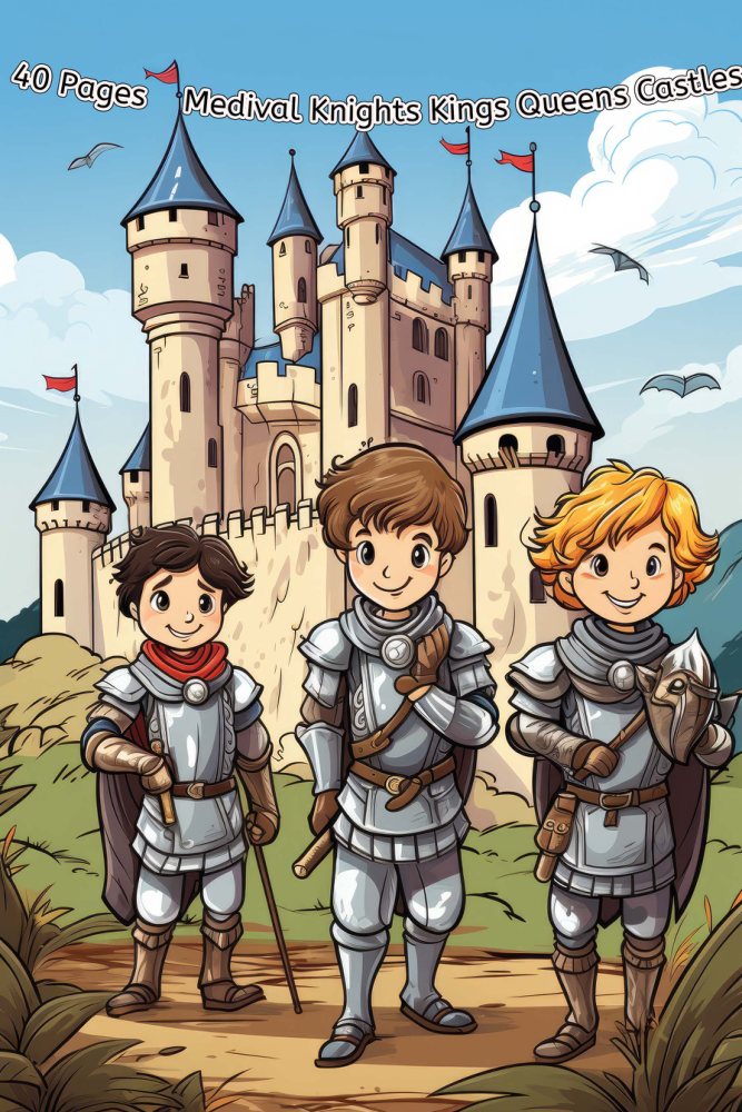 Medieval Knight Coloring Books Bundle – printable PDF coloring book cover