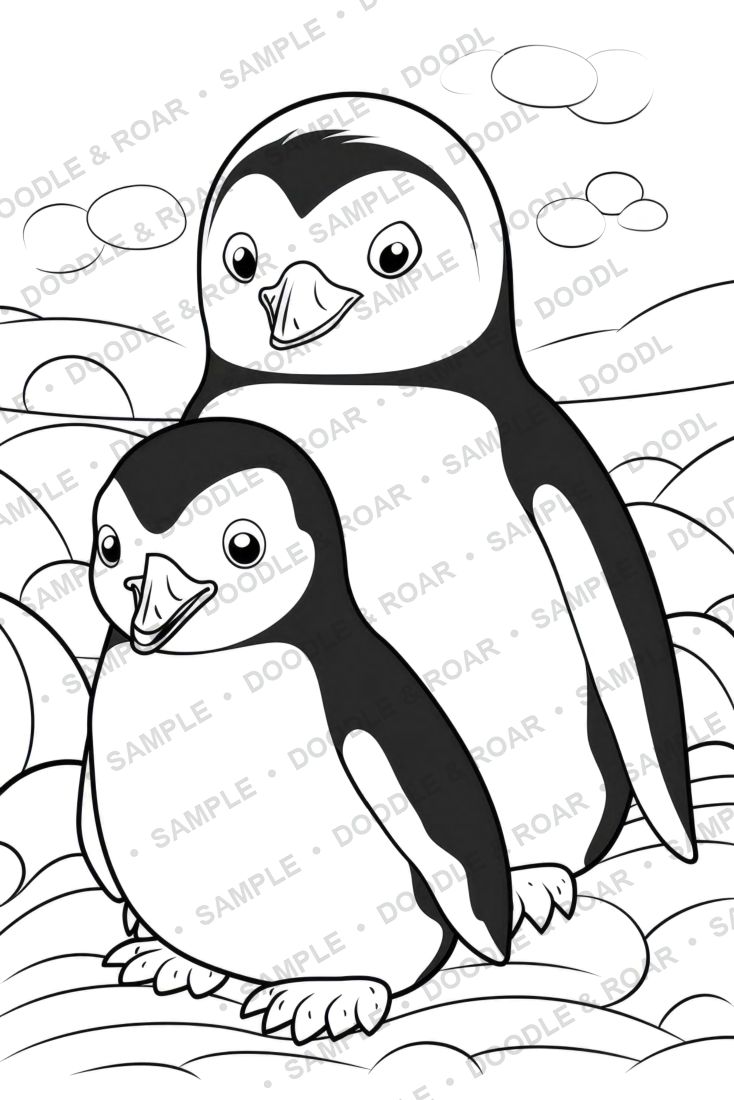 Sample page from Cute Animal Coloring Books Bundle (watermarked preview)