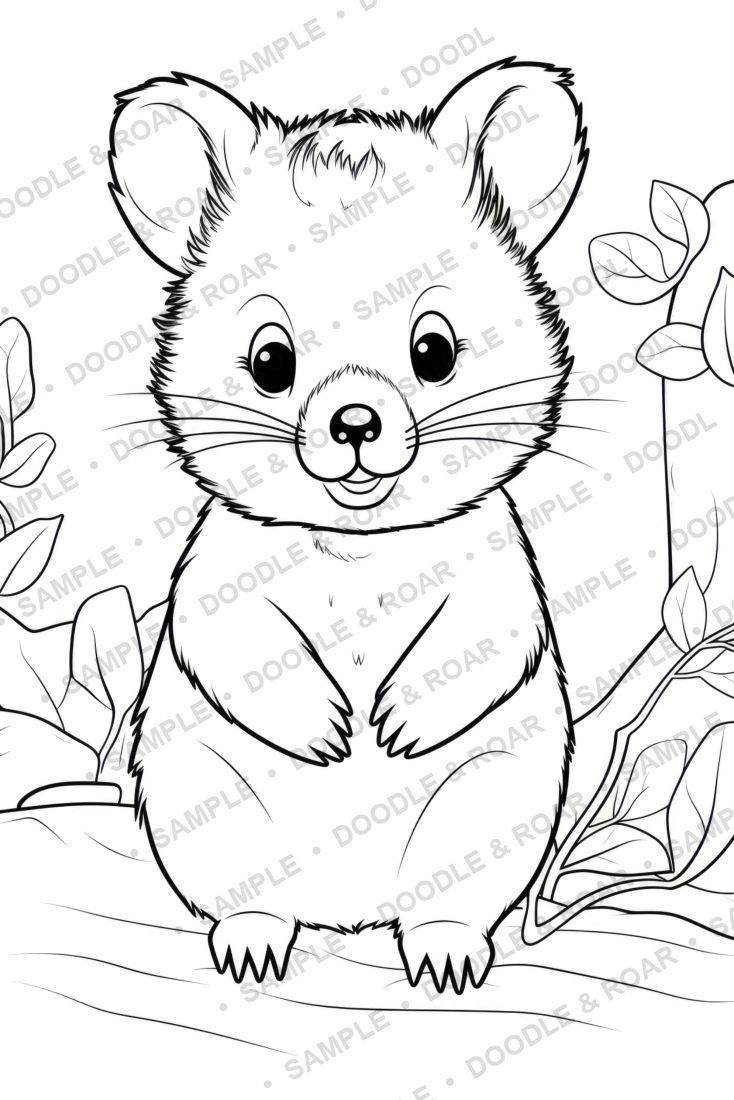 Sample page from Cute Animal Coloring Books Bundle (watermarked preview)