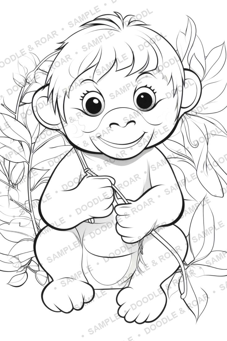 Sample page from Cute Animal Coloring Book Vol. 2 (watermarked preview)