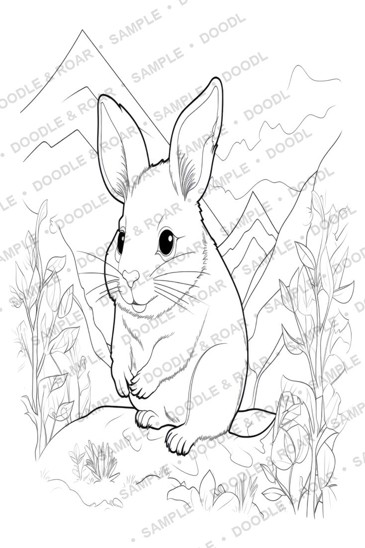 Sample page from Cute Animal Coloring Book Vol. 2 (watermarked preview)