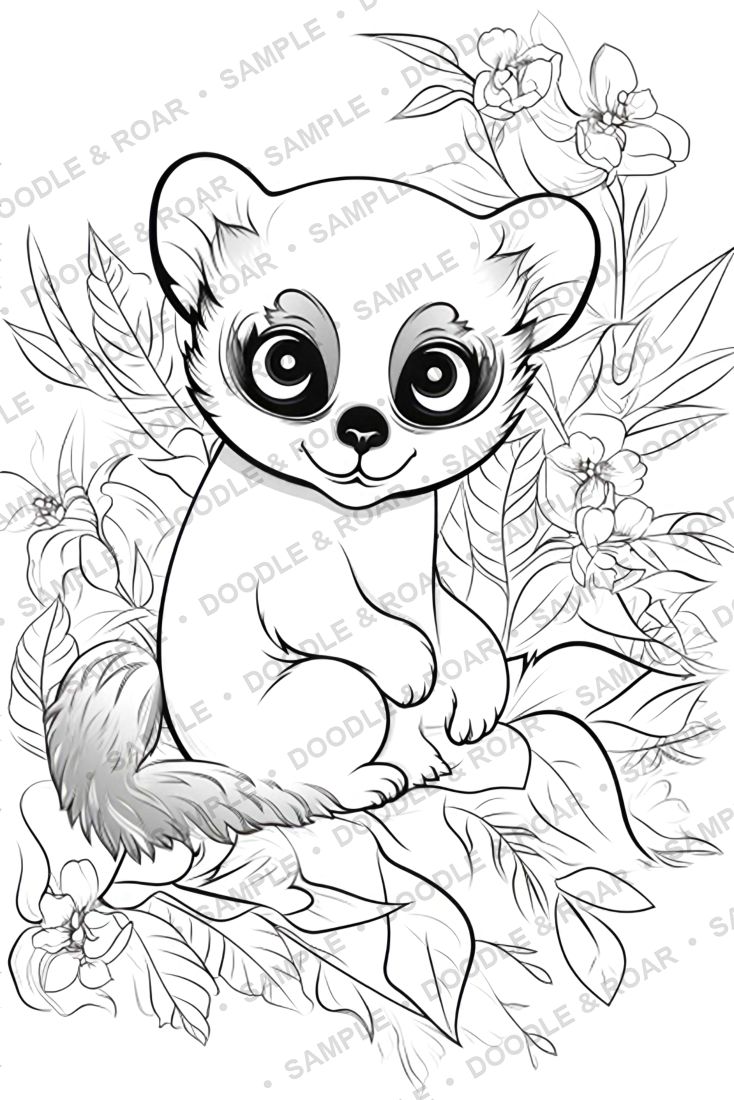 Sample page from Cute Animal Coloring Book Vol. 2 (watermarked preview)