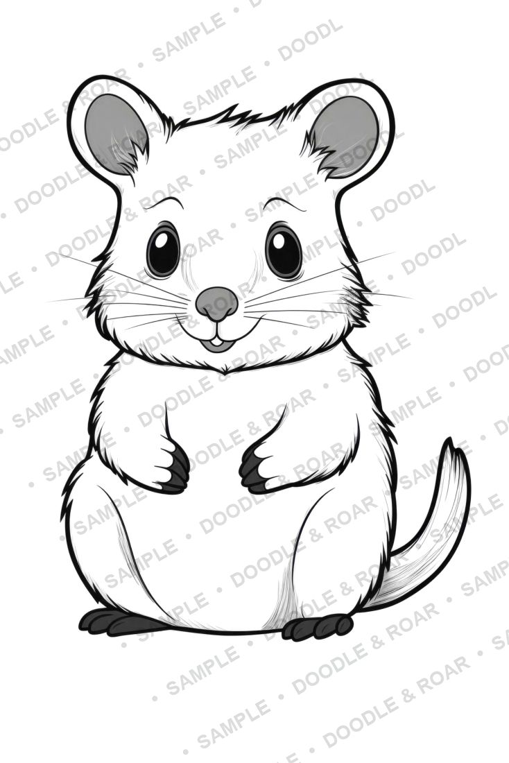 Sample page from Cute Animal Coloring Book Vol. 2 (watermarked preview)