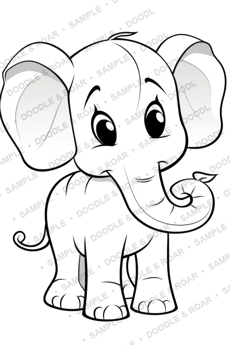 Sample page from Cute Animal Coloring Book Vol. 3 (watermarked preview)