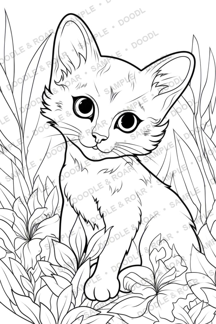 Sample page from Cute Animal Coloring Book Vol. 3 (watermarked preview)