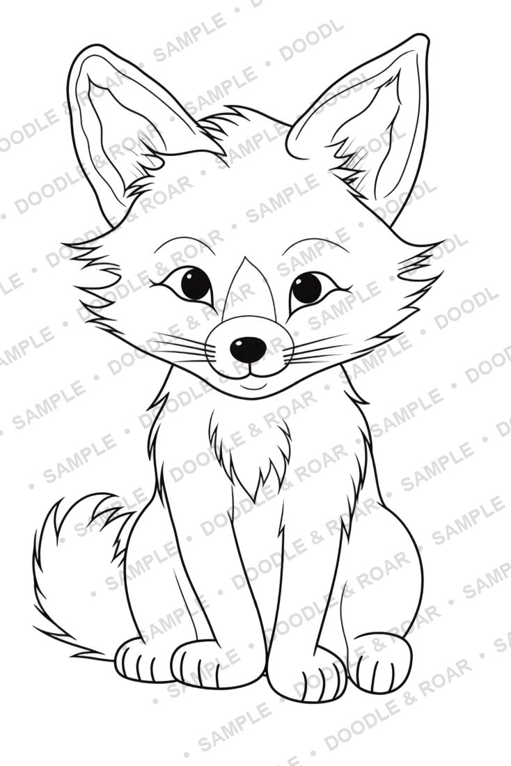 Sample page from Cute Animal Coloring Book Vol. 3 (watermarked preview)