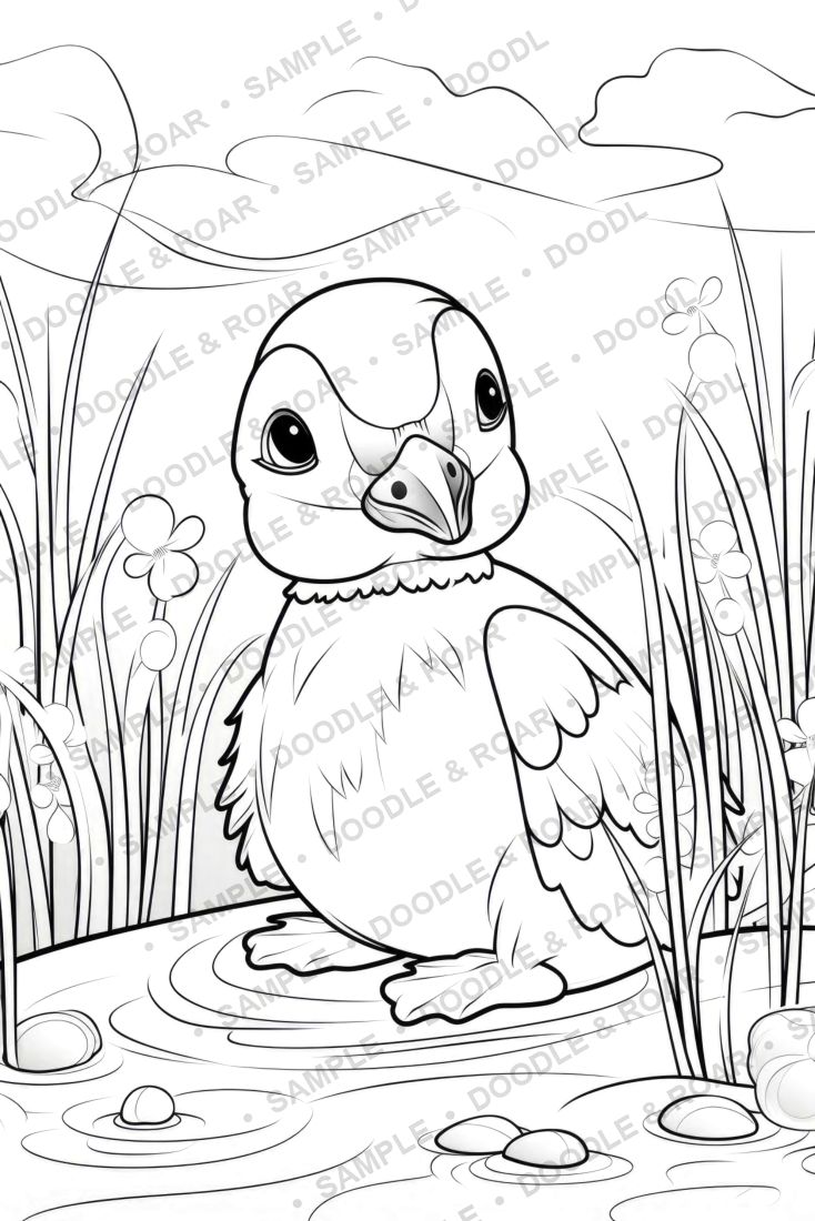 Sample page from Cute Animal Coloring Book Vol. 4 (watermarked preview)
