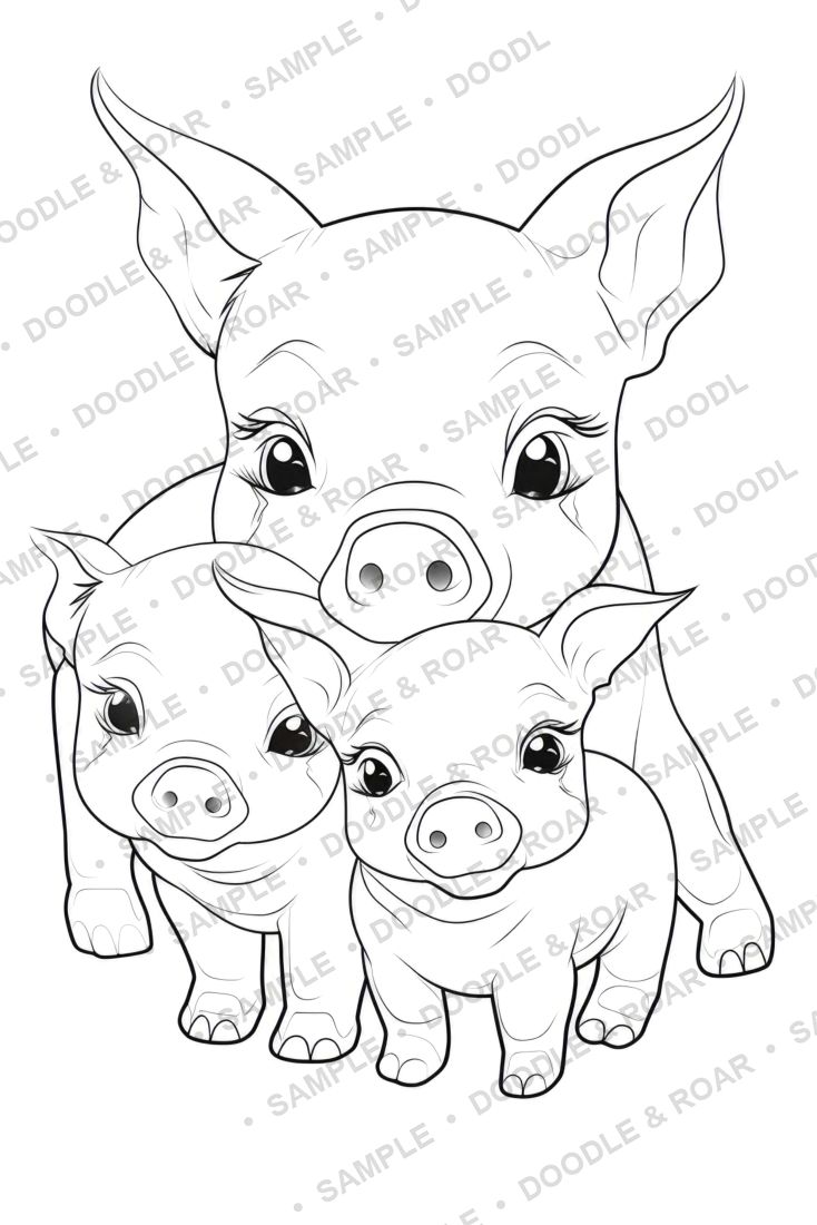 Sample page from Cute Animal Coloring Book Vol. 4 (watermarked preview)