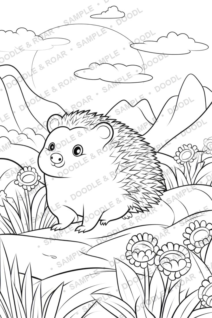 Sample page from Cute Animal Coloring Book Vol. 4 (watermarked preview)