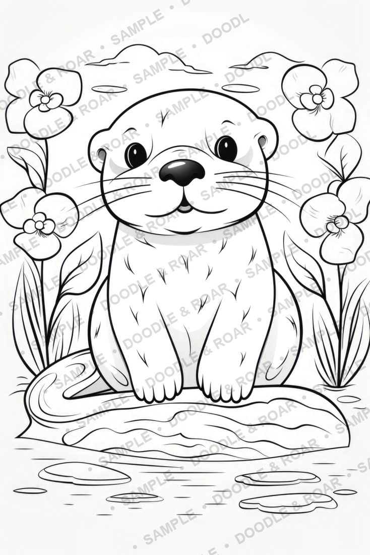 Sample page from Cute Animal Coloring Book Vol. 4 (watermarked preview)
