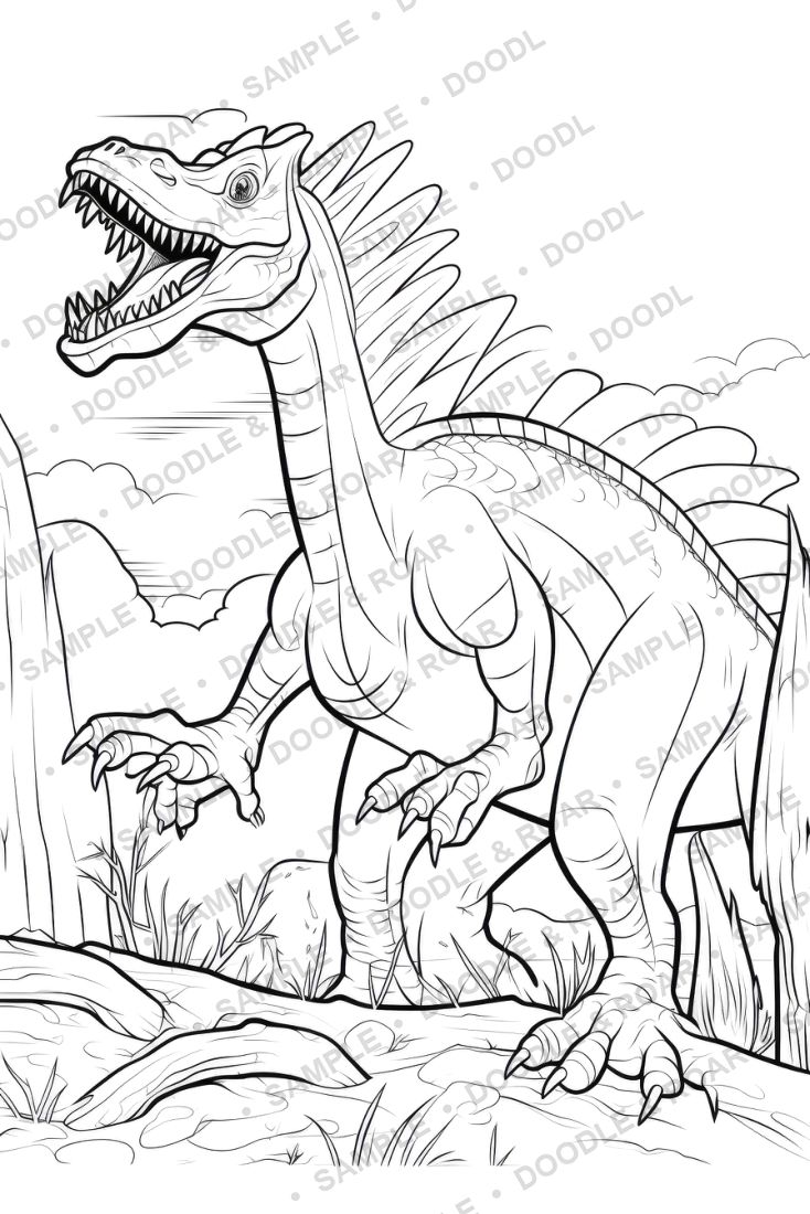 Sample page from Dinosaur Coloring Books Bundle (watermarked preview)