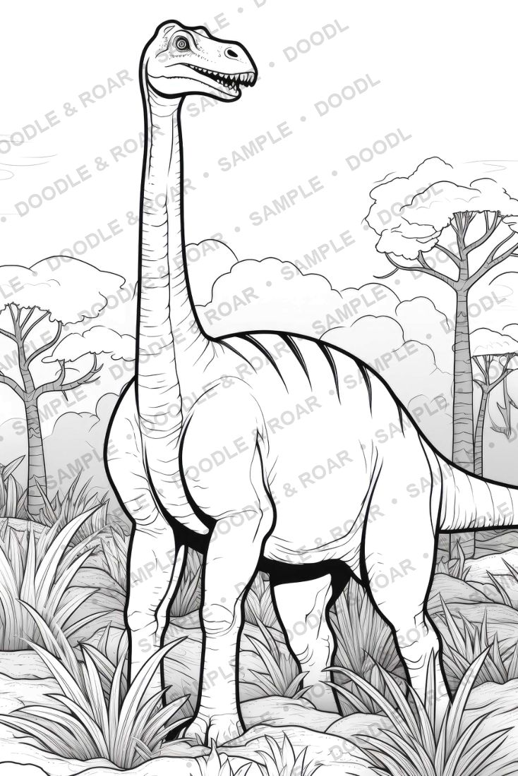 Sample page from Dinosaur Coloring Book Vol. 2 (watermarked preview)