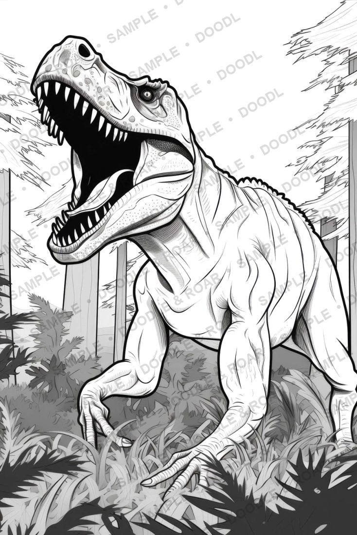 Sample page from Dinosaur Coloring Book Vol. 2 (watermarked preview)