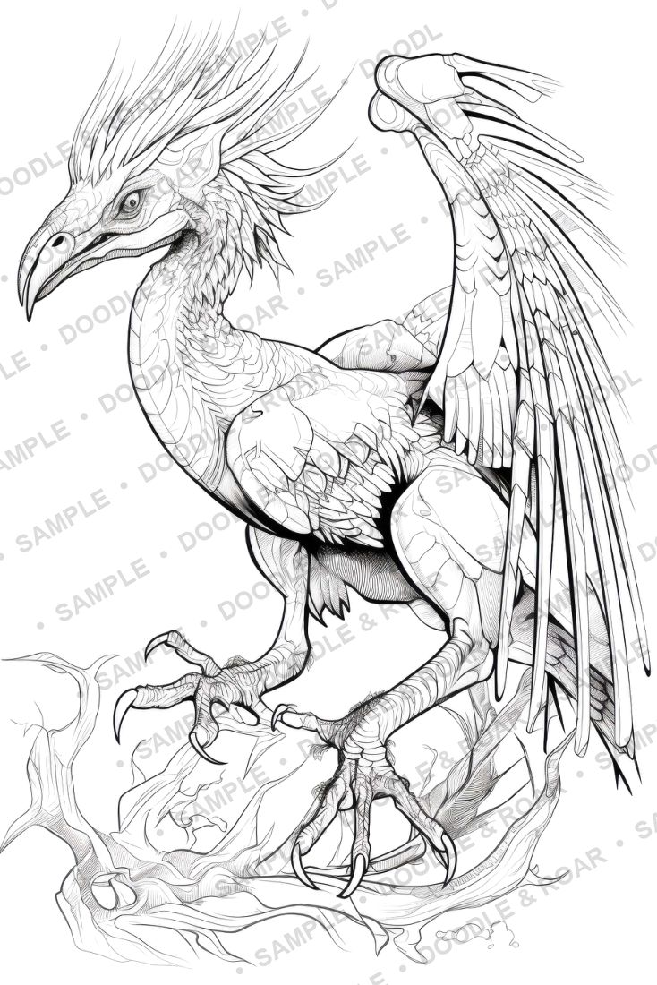 Sample page from Dinosaur Coloring Book Vol. 2 (watermarked preview)