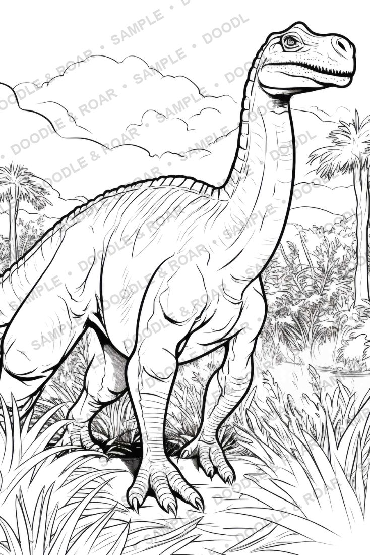 Sample page from Dinosaur Coloring Book Vol. 3 (watermarked preview)