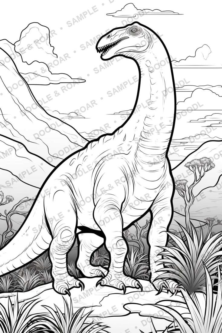 Sample page from Dinosaur Coloring Book Vol. 4 (watermarked preview)