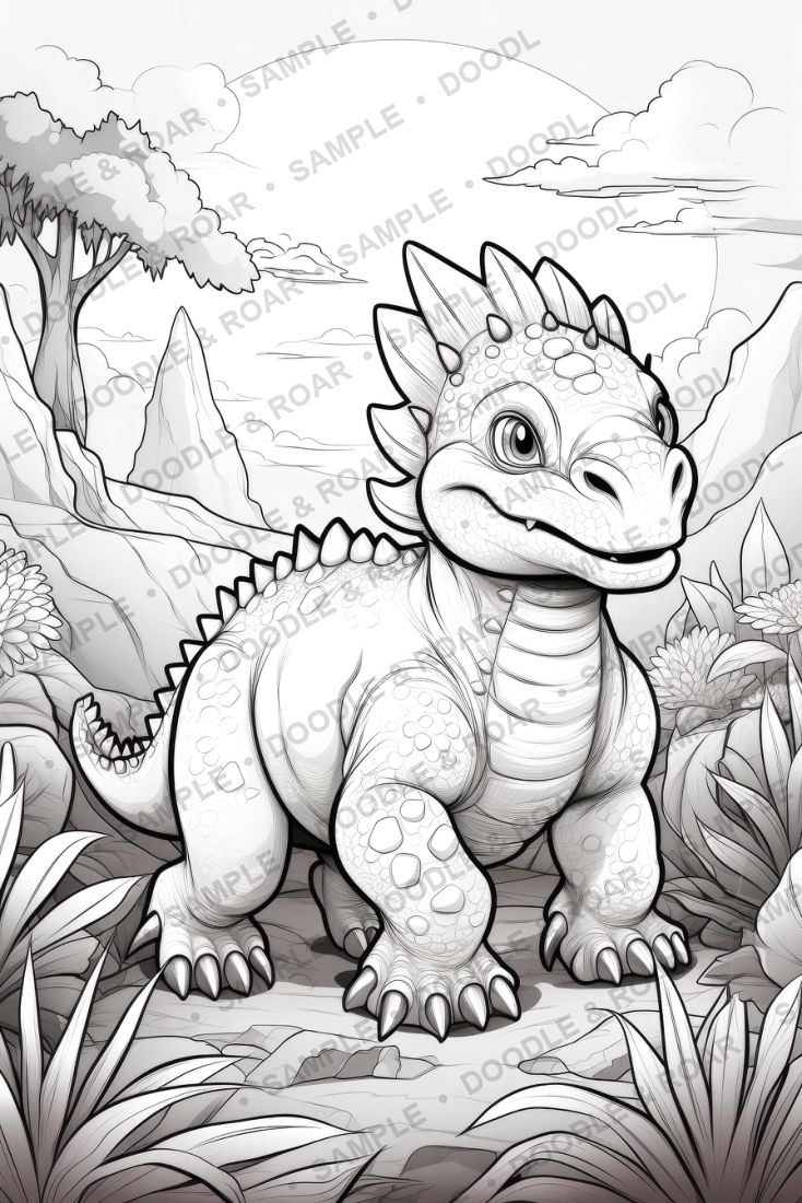 Sample page from Dinosaur Coloring Book Vol. 5 (watermarked preview)