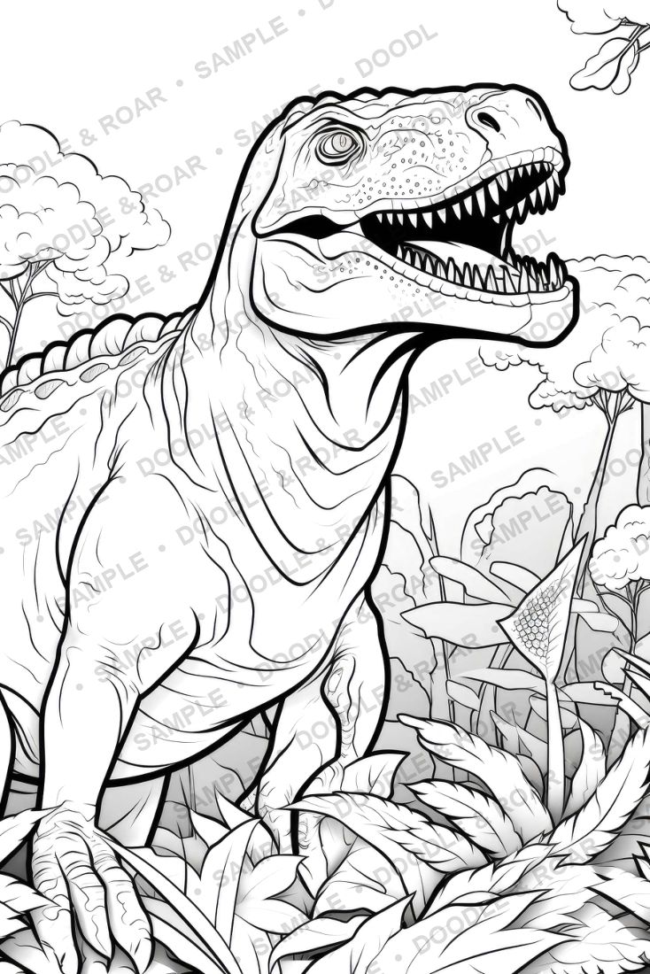 Sample page from Dinosaur Coloring Book Vol. 6 (watermarked preview)