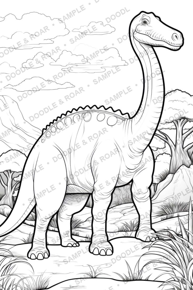 Sample page from Dinosaur Coloring Book Vol. 6 (watermarked preview)
