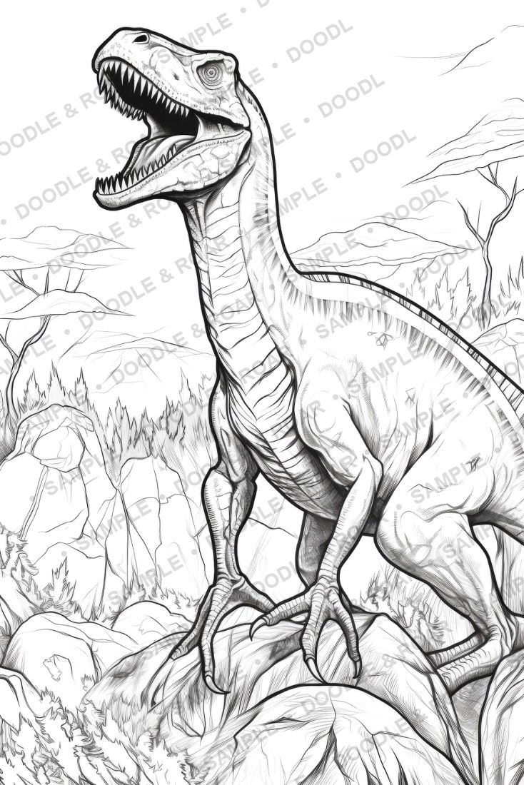 Sample page from Dinosaur Coloring Book Vol. 8 (watermarked preview)