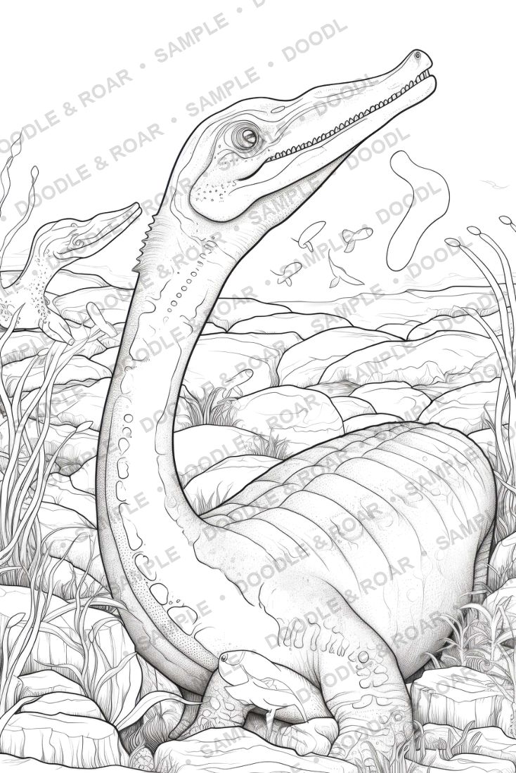 Sample page from Dinosaur Coloring Book Vol. 8 (watermarked preview)