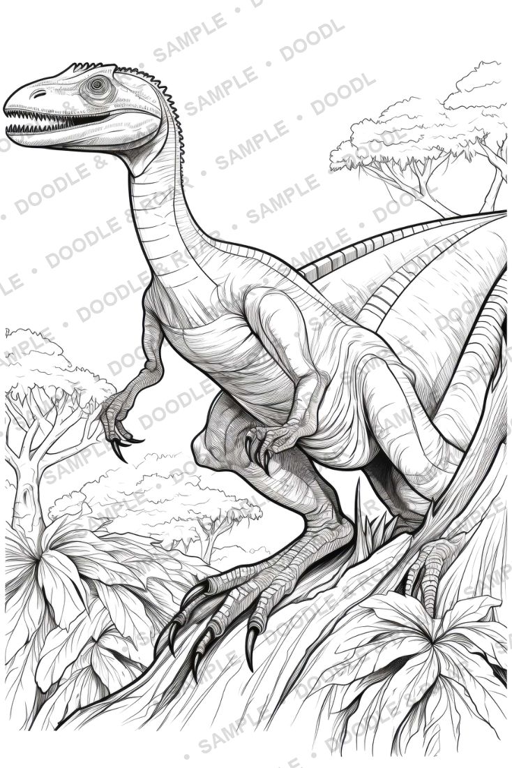 Sample page from Dinosaur Coloring Book Vol. 9 (watermarked preview)