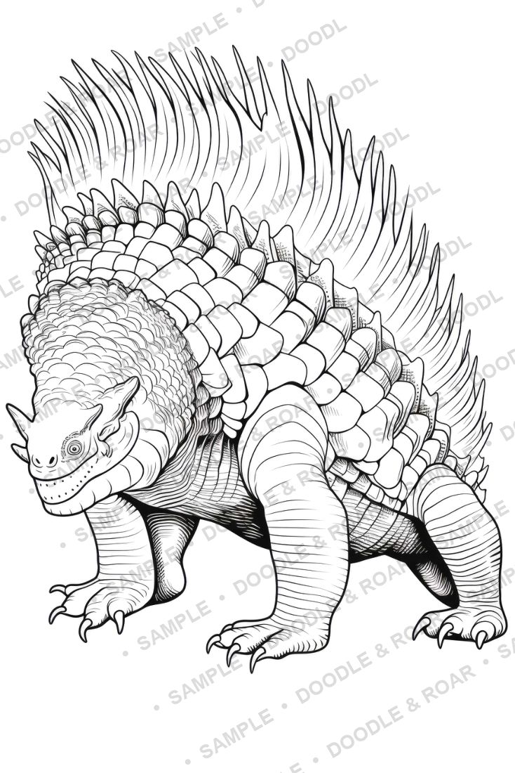 Sample page from Dinosaur Coloring Book Vol. 9 (watermarked preview)