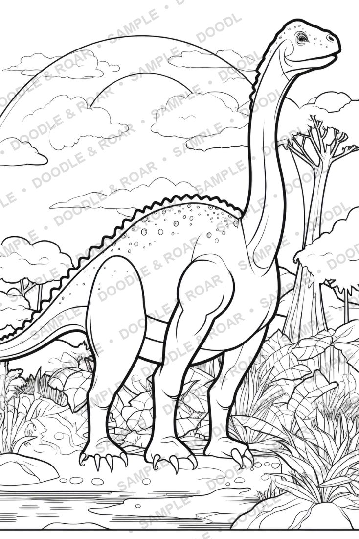 Sample page from Dinosaur Coloring Book Vol. 9 (watermarked preview)