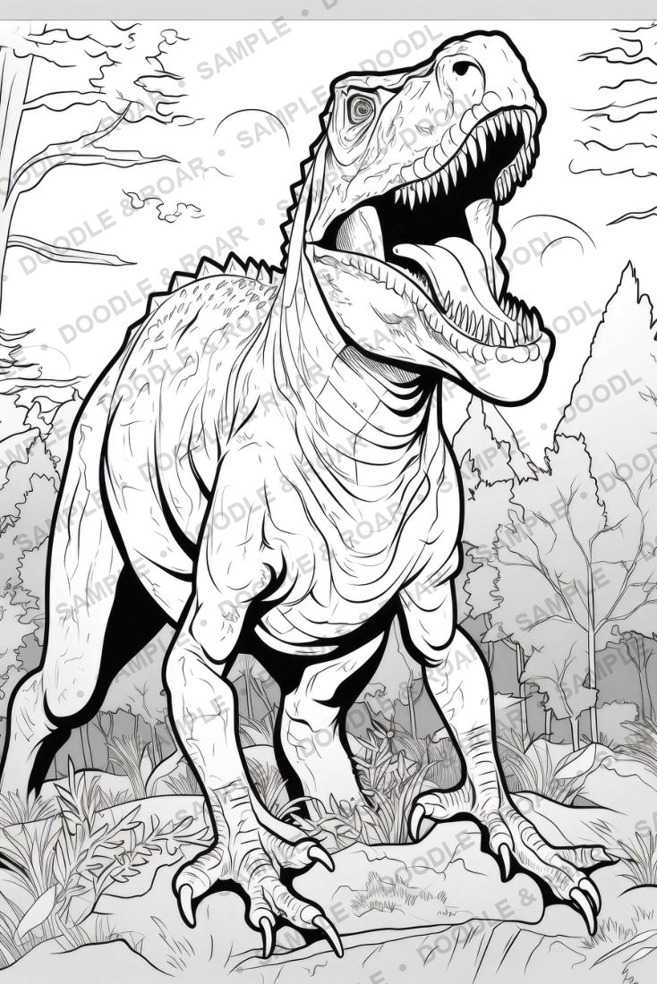Sample page from Dinosaur Coloring Book Vol. 12 (watermarked preview)