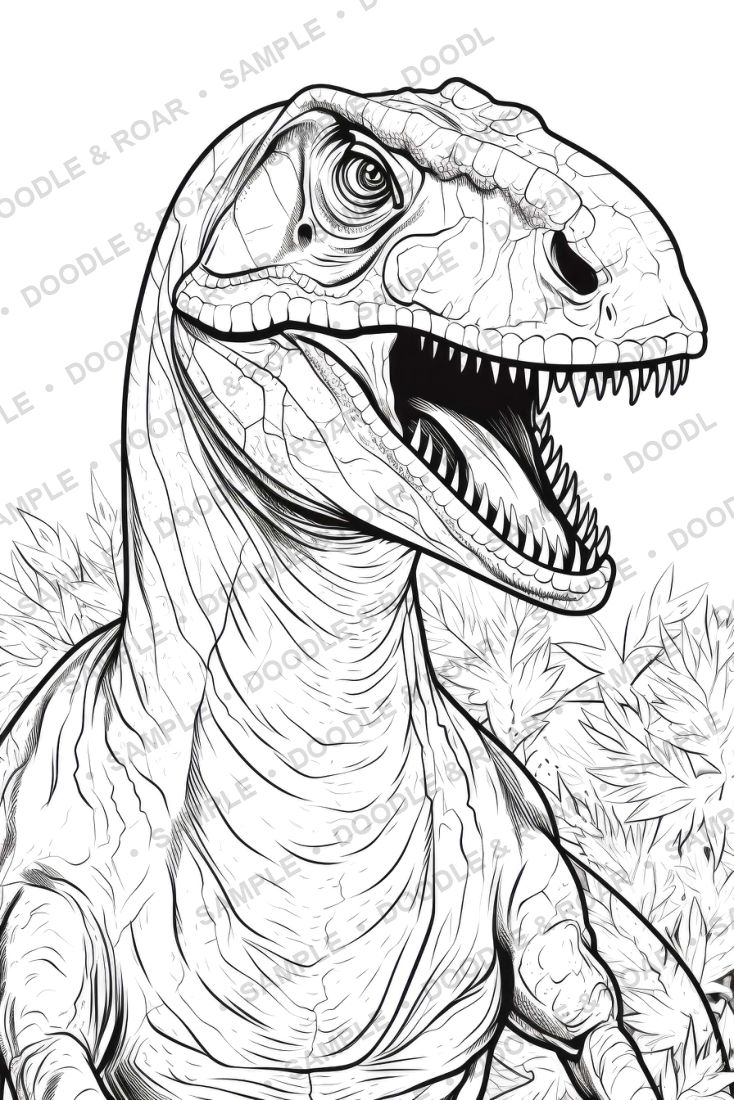 Sample page from Dinosaur Coloring Book Vol. 12 (watermarked preview)