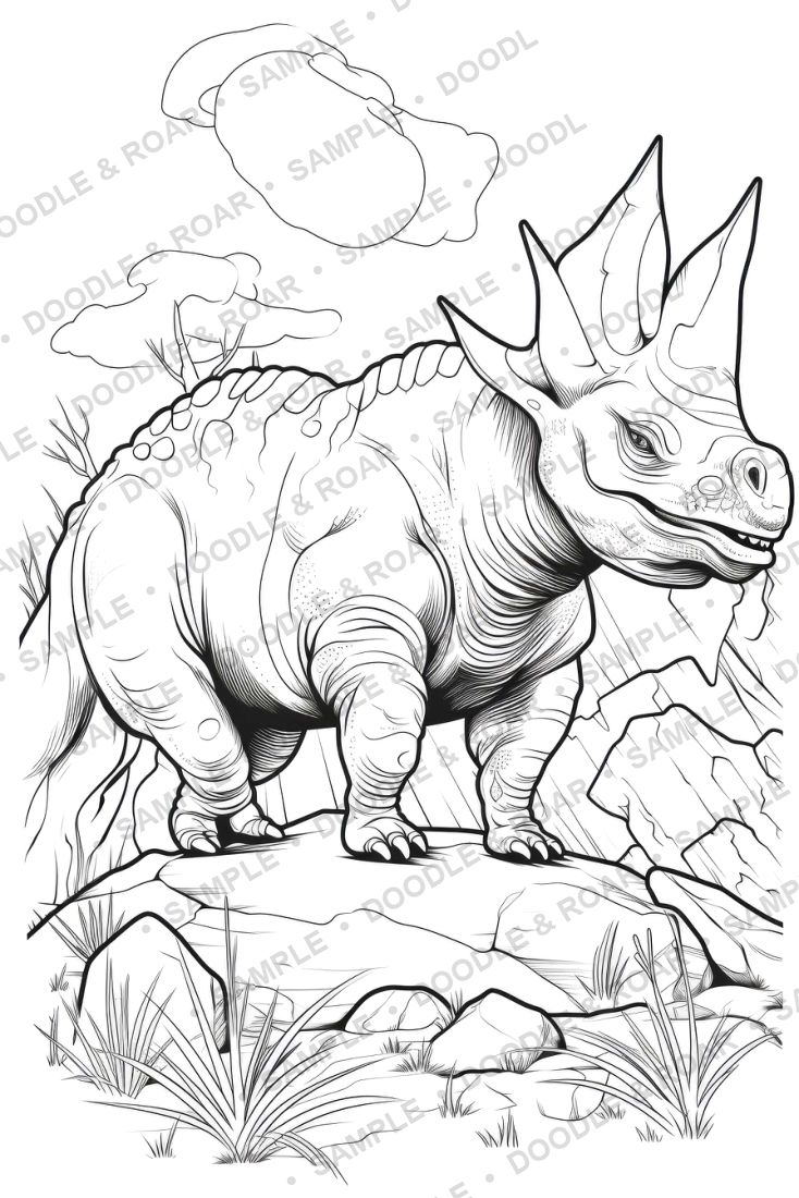 Sample page from Dinosaur Coloring Book Vol. 12 (watermarked preview)