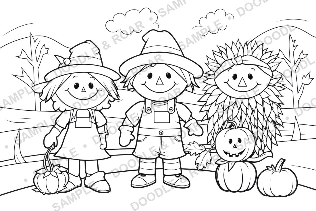 Sample page from Halloween Coloring Books Bundle (watermarked preview)