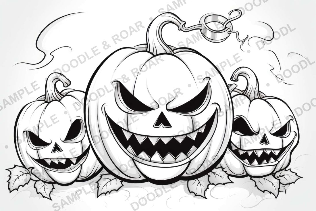 Sample page from Halloween Coloring Books Bundle (watermarked preview)