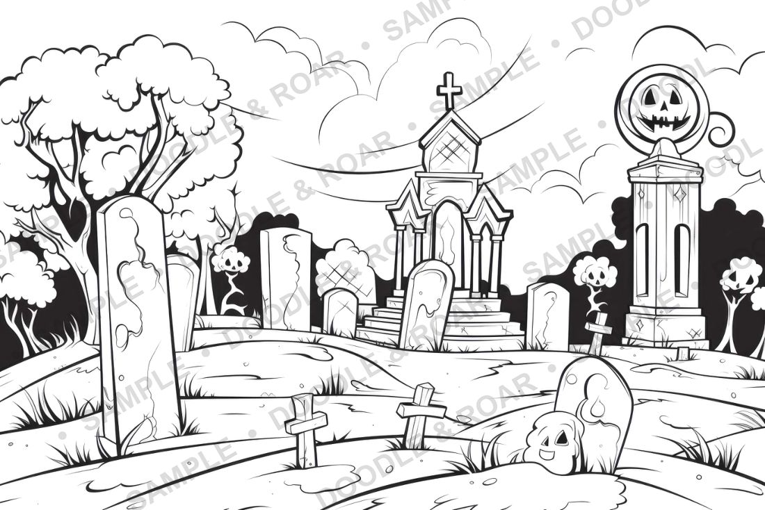 Sample page from Halloween Coloring Book Vol. 2 (watermarked preview)