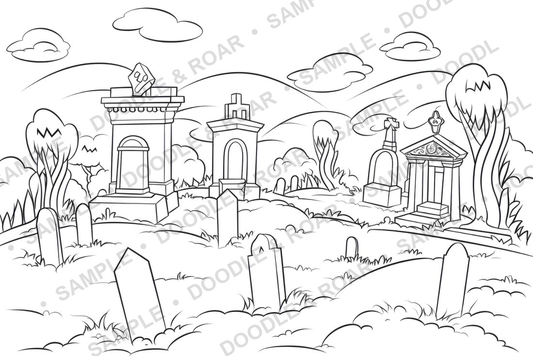 Sample page from Halloween Coloring Book Vol. 2 (watermarked preview)