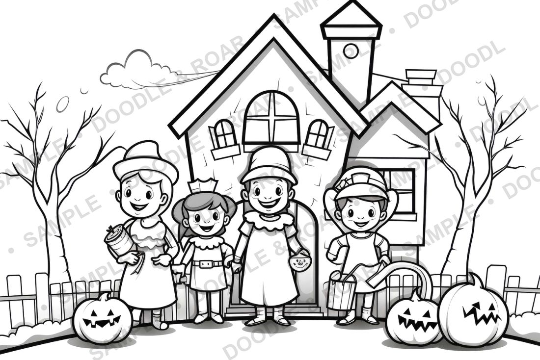 Sample page from Halloween Coloring Book Vol. 4 (watermarked preview)