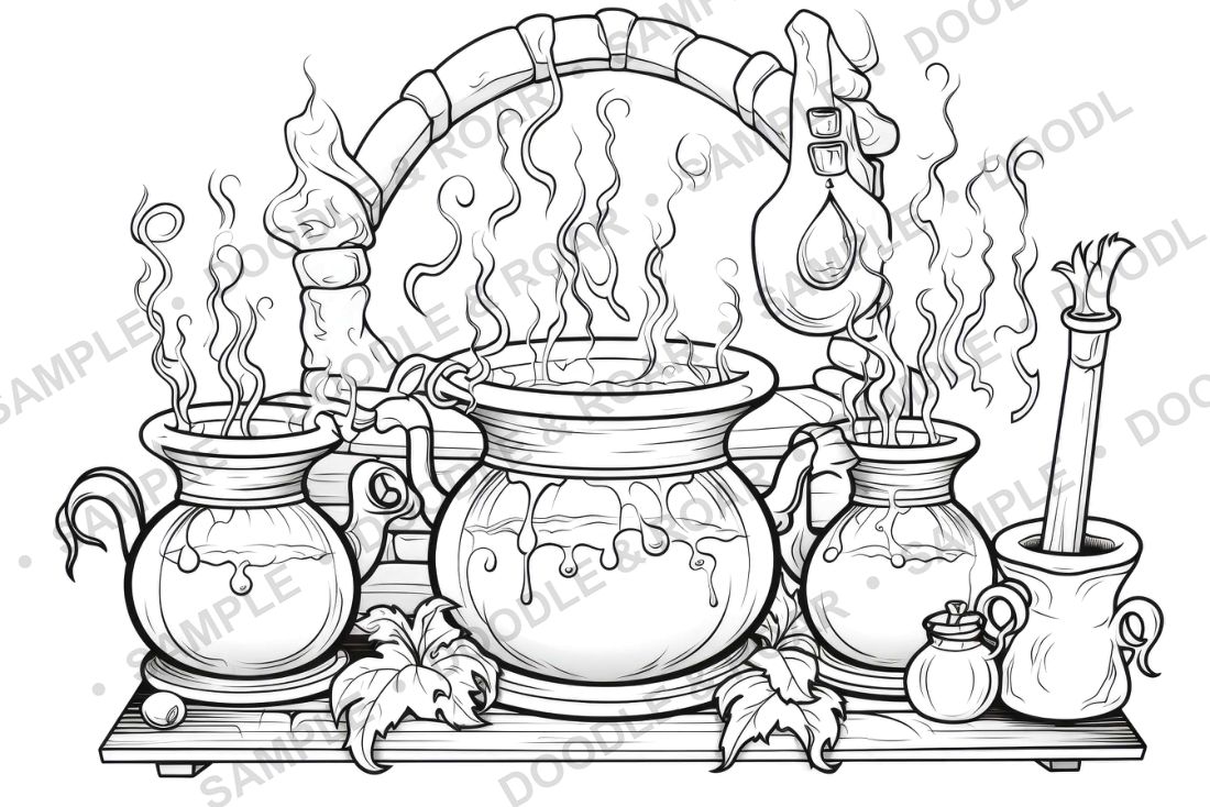 Sample page from Halloween Coloring Book Vol. 4 (watermarked preview)