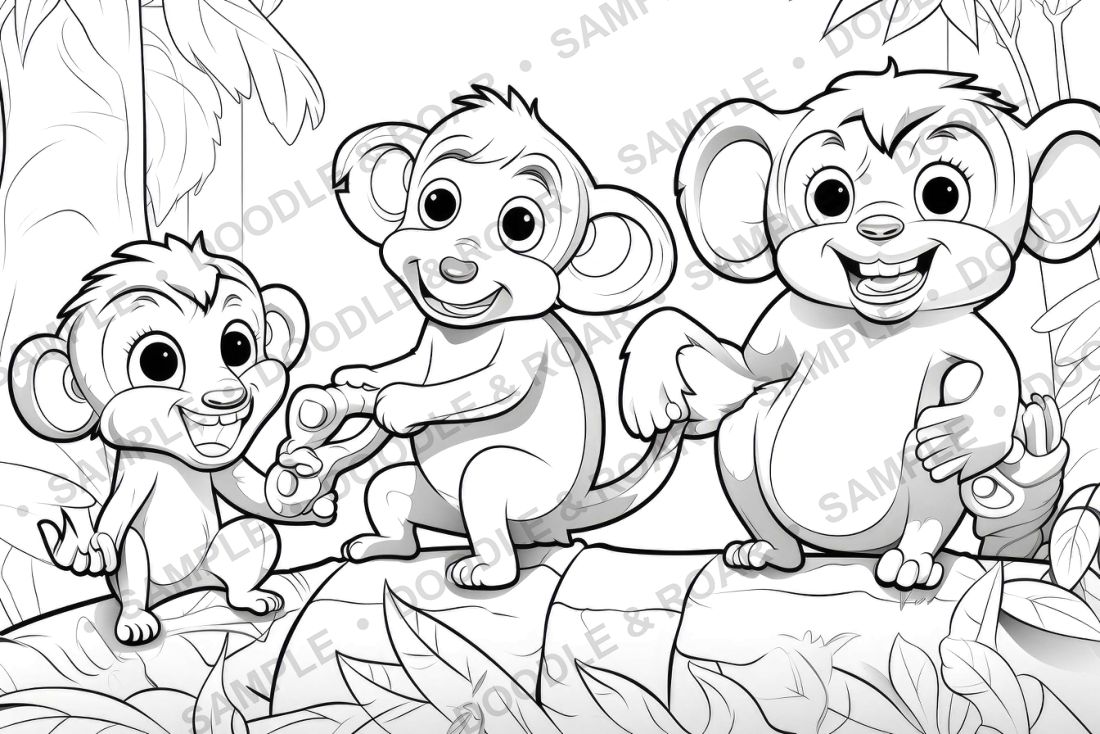 Sample page from Jungle Safari Coloring Book Vol. 1 (watermarked preview)
