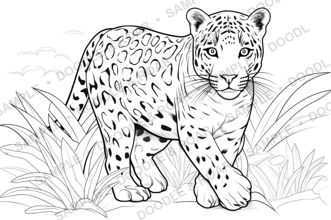 Sample page from Jungle Safari Coloring Book Vol. 1 (watermarked preview)