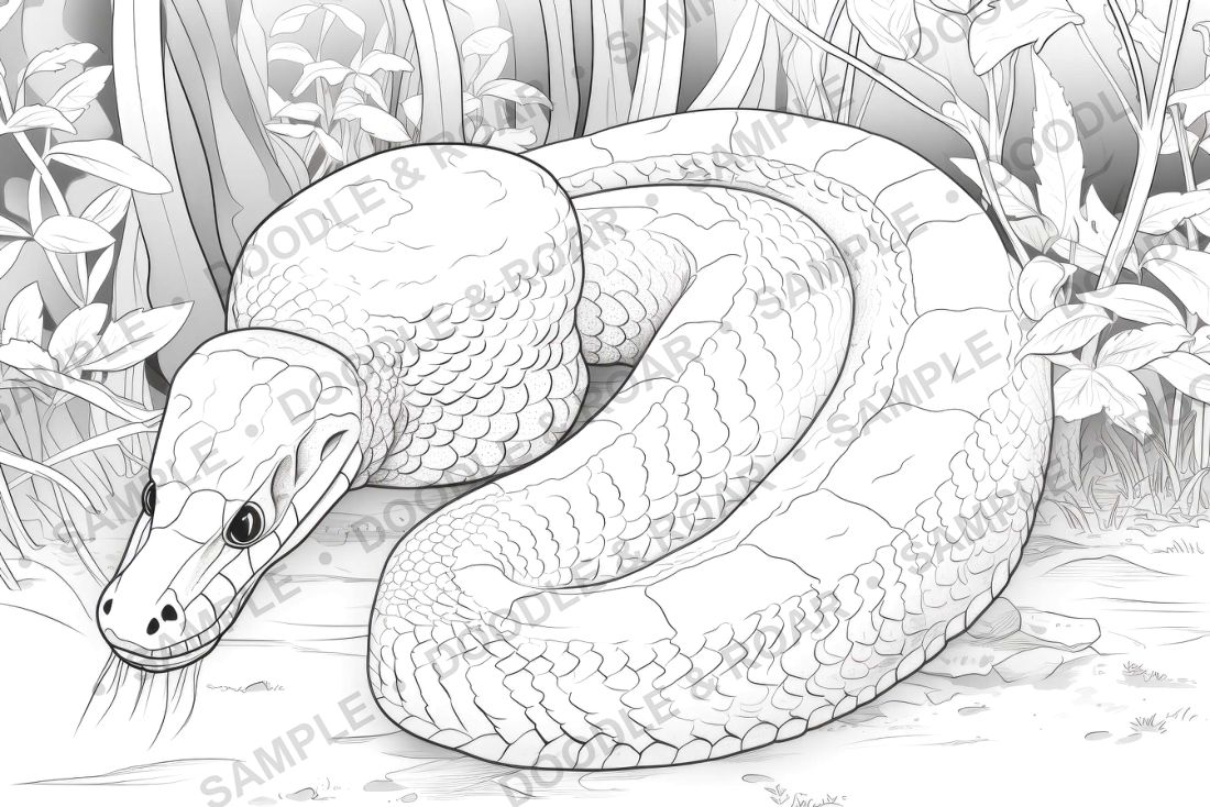 Sample page from Jungle Safari Coloring Book Vol. 1 (watermarked preview)