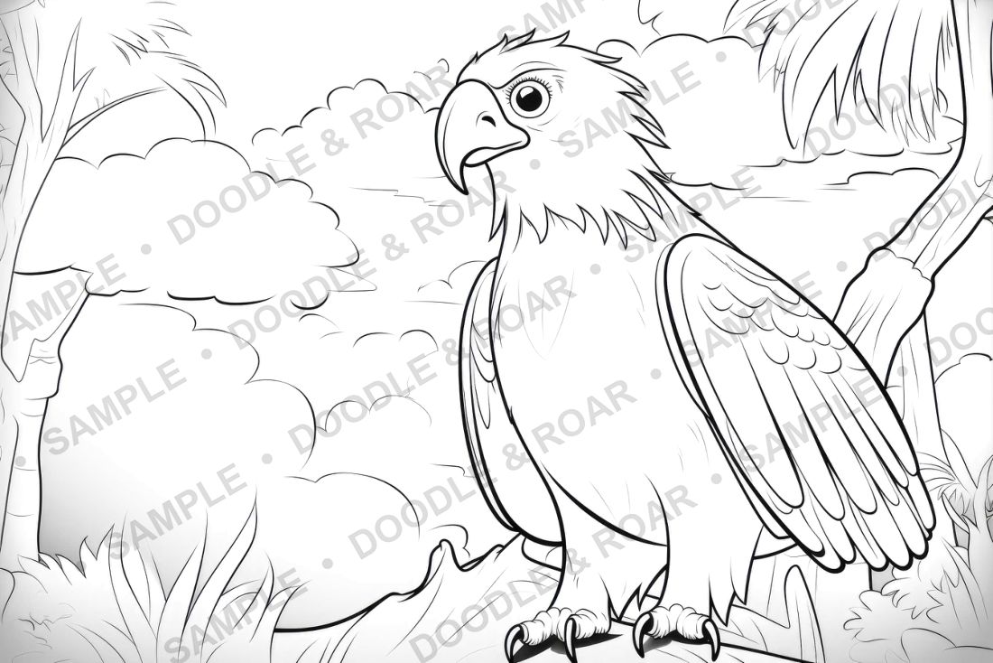 Sample page from Jungle Safari Coloring Book Vol. 2 (watermarked preview)