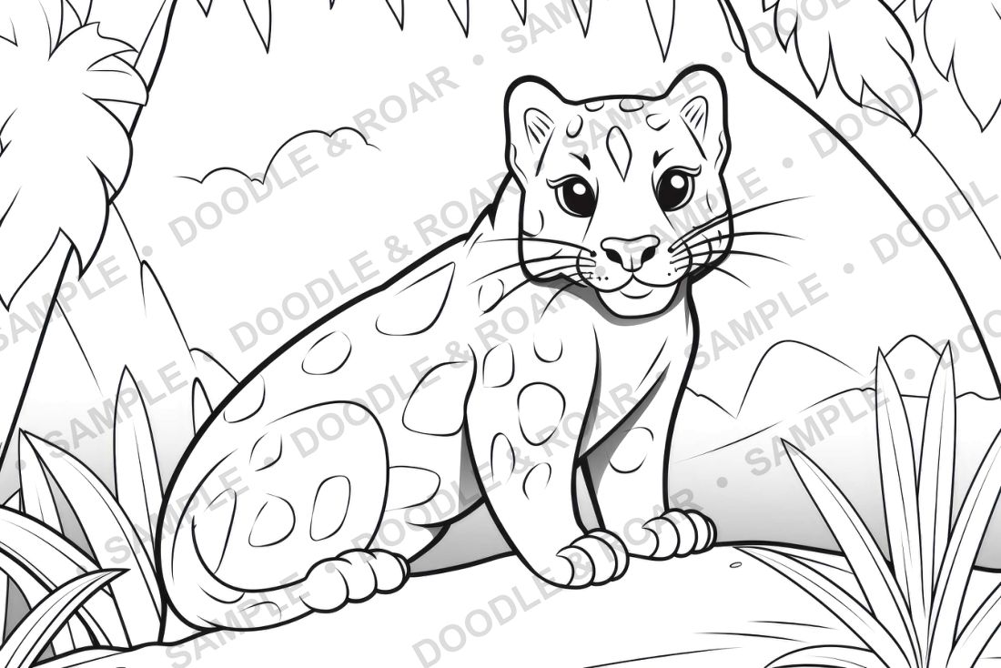 Sample page from Jungle Safari Coloring Book Vol. 2 (watermarked preview)