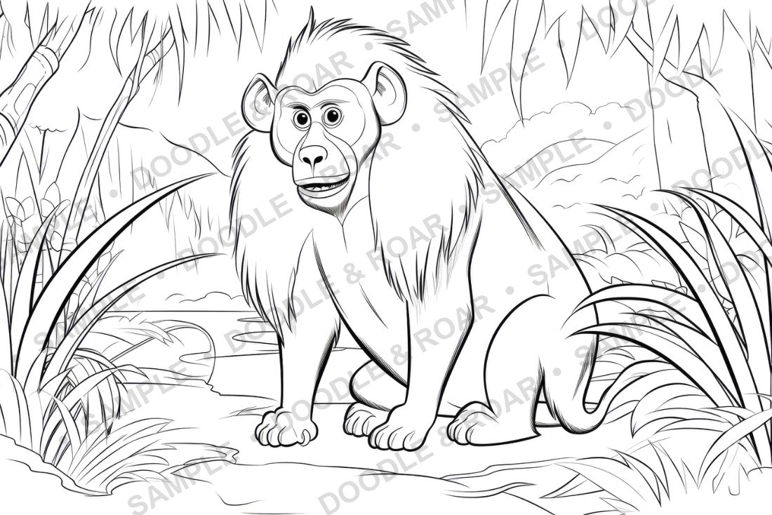 Sample page from Jungle Safari Coloring Book Vol. 3 (watermarked preview)
