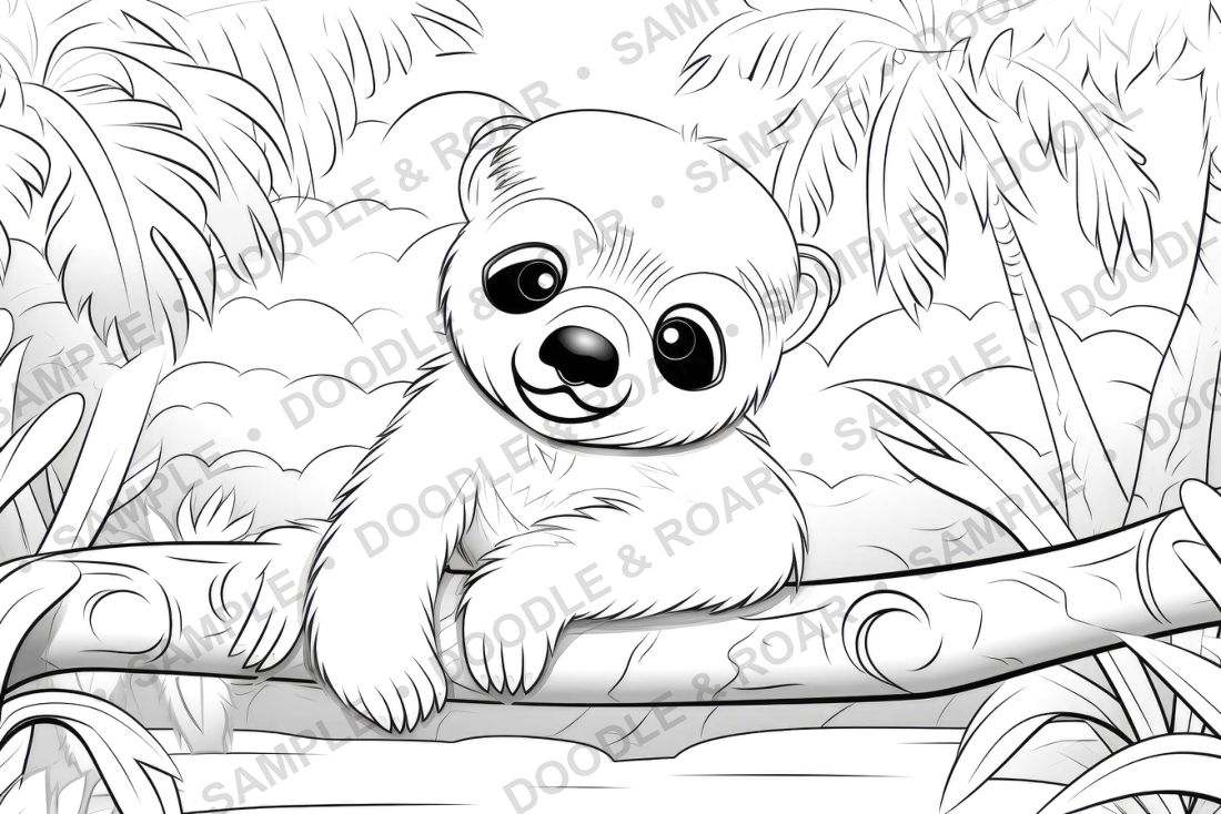 Sample page from Jungle Safari Coloring Book Vol. 3 (watermarked preview)