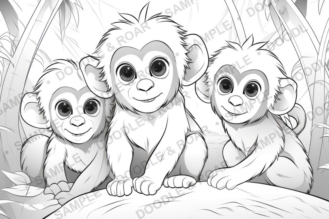 Sample page from Jungle Safari Coloring Book Vol. 4 (watermarked preview)