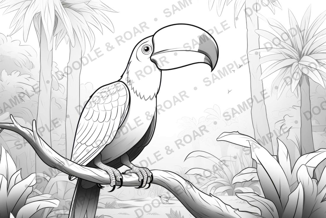 Sample page from Jungle Safari Coloring Book Vol. 4 (watermarked preview)
