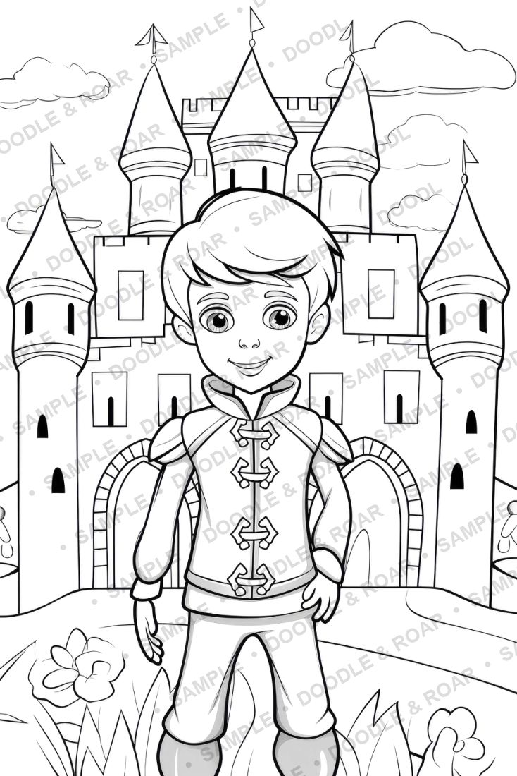 Sample page from Medieval Knight Coloring Books Bundle (watermarked preview)