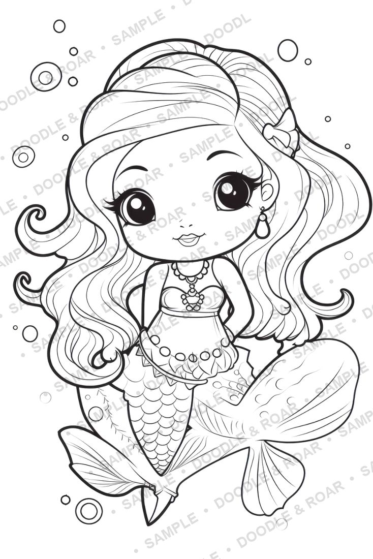 Sample page from Mermaid Coloring Book Vol. 2 (watermarked preview)