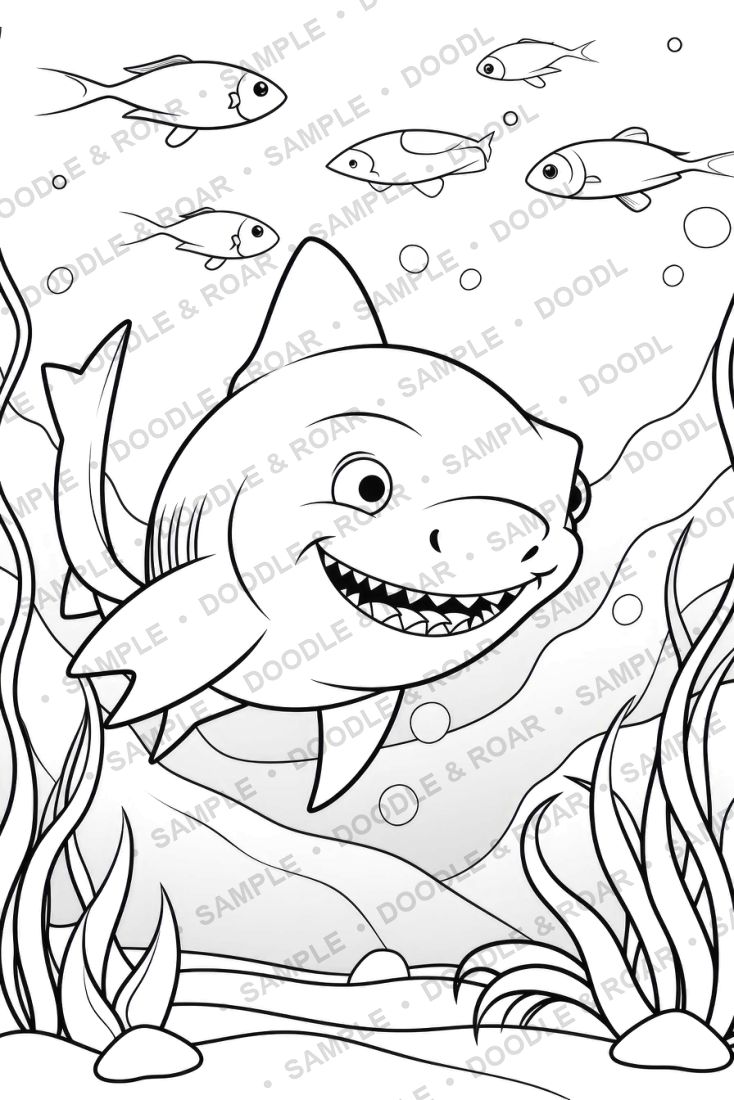 Sample page from Under the Sea Coloring Books Bundle (watermarked preview)