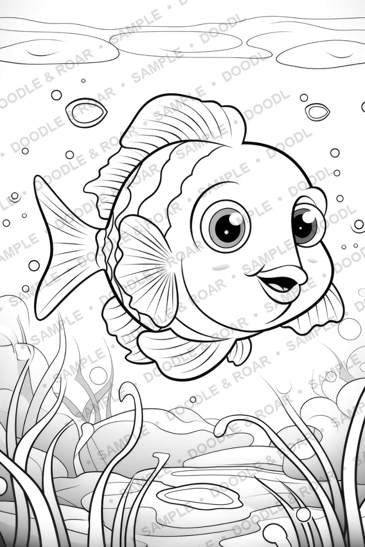 Sample page from Under the Sea Coloring Books Bundle (watermarked preview)
